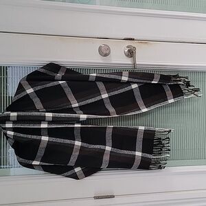 Black, White & Brown 100% Cashmere Made In Scotland Scarf 70 in Long